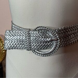 Vintage Metallic Silver Braided Belt
